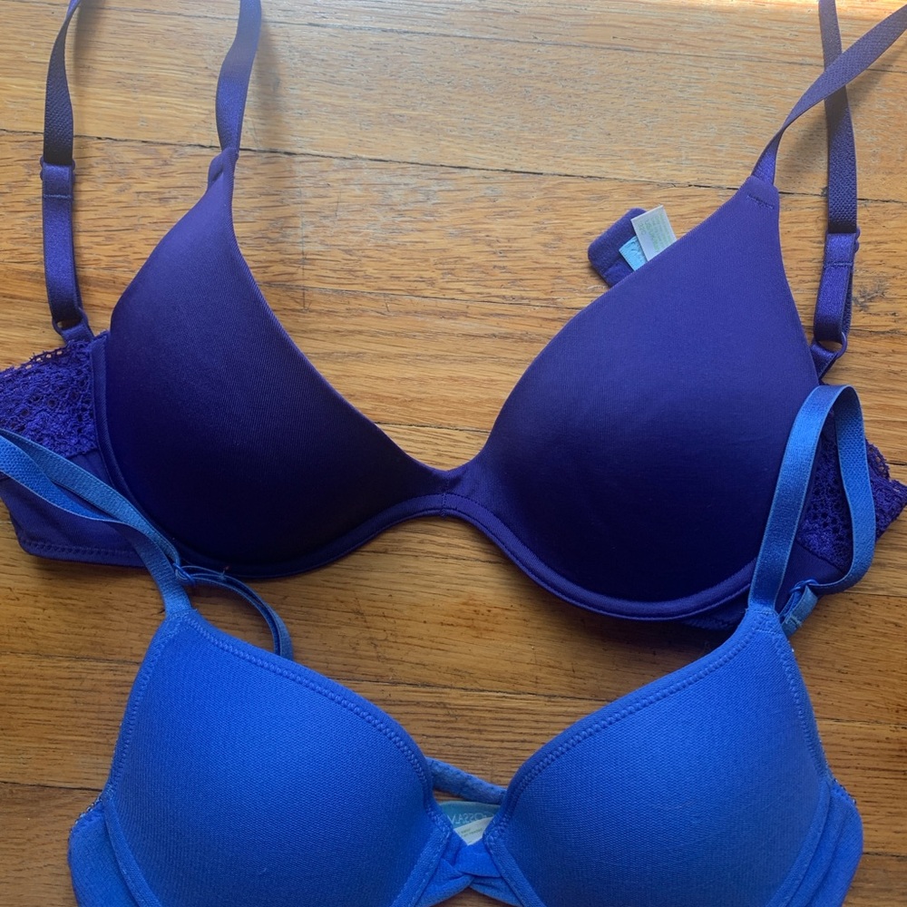 On Gossamer Purple and Blue Bras